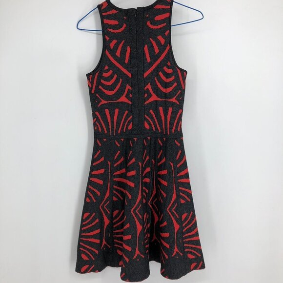 Parker Red and Black Tribal Sleeveless Fit & Flare Clarence Dress  XS - Picture 4 of 16